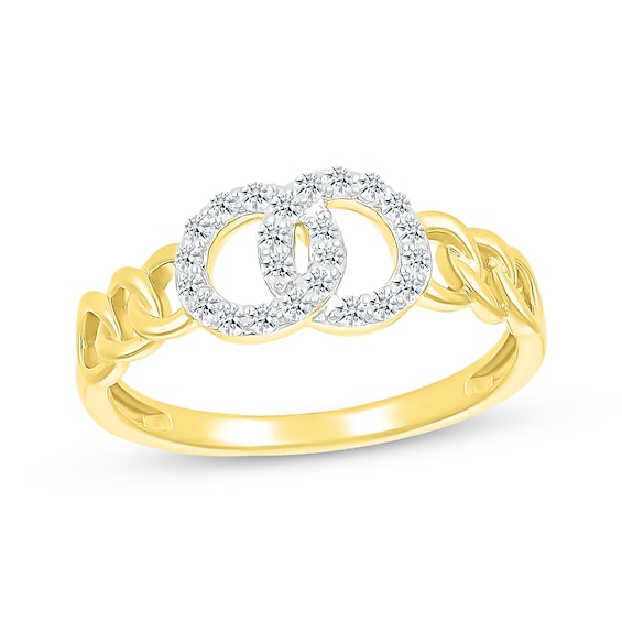 Diamond Circle Links Ring 1/5 ct tw 10K Yellow Gold