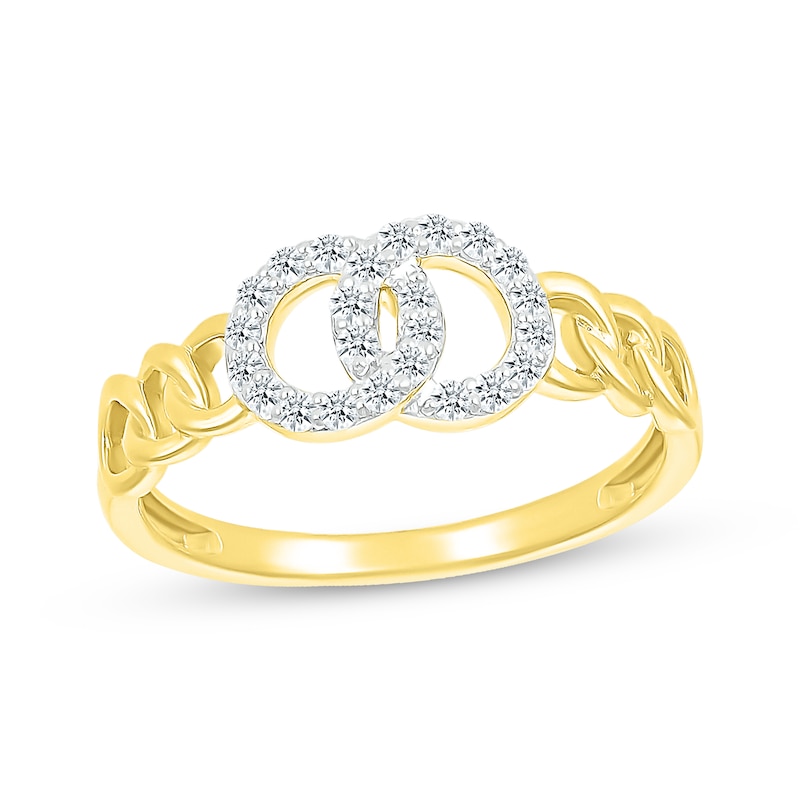 Main Image 1 of Diamond Circle Links Ring 1/5 ct tw 10K Yellow Gold