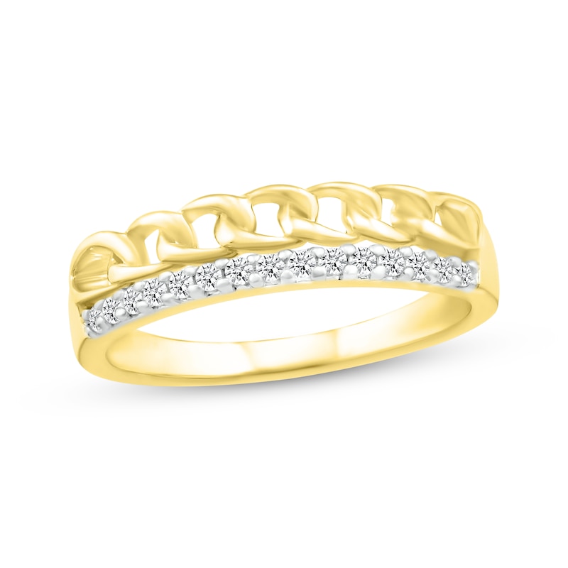 Main Image 1 of Diamond Chain Links Stackable Ring 1/8 ct tw 10K Yellow Gold