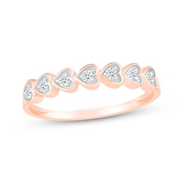 Diamond Stacked Hearts Ring 1/10 ct tw 10K Rose Gold