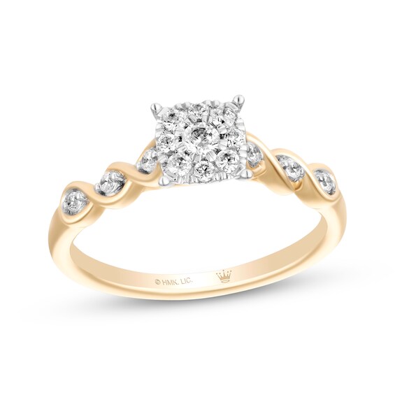 Hallmark Diamonds Multi-Stone Swirl Shank Promise Ring 1/4 ct tw 10K Two-Tone Gold