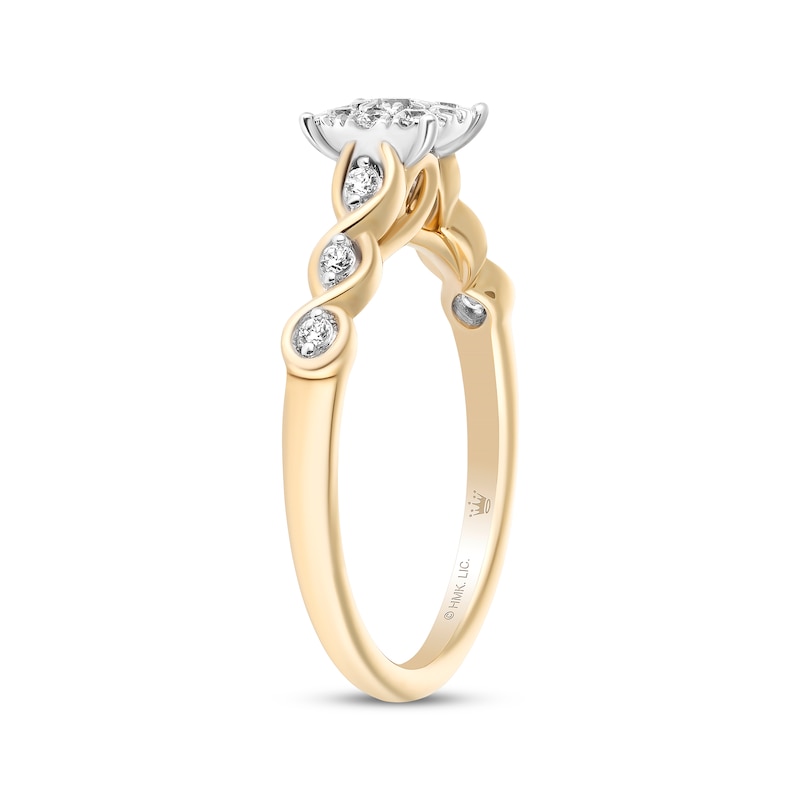 Hallmark Diamonds Multi-Stone Swirl Shank Promise Ring 1/4 ct tw 10K Two-Tone Gold