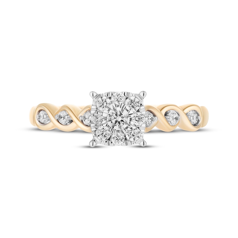 Hallmark Diamonds Multi-Stone Swirl Shank Promise Ring 1/4 ct tw 10K Two-Tone Gold