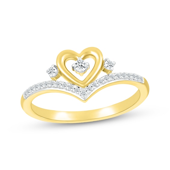Diamond Heart & Chevron Ring 1/8 ct tw 10K Yellow Gold