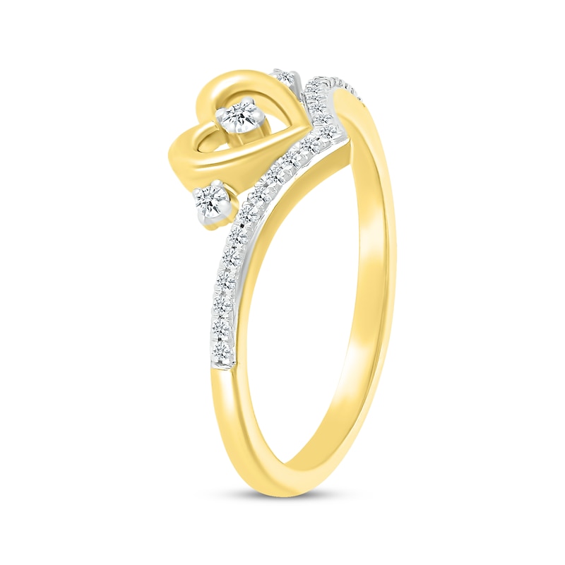 Main Image 2 of Diamond Heart & Chevron Ring 1/8 ct tw 10K Yellow Gold