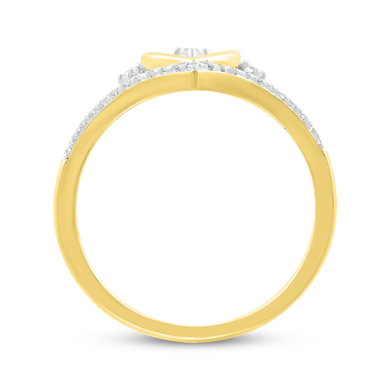 Main Image 3 of Diamond Heart & Chevron Ring 1/8 ct tw 10K Yellow Gold