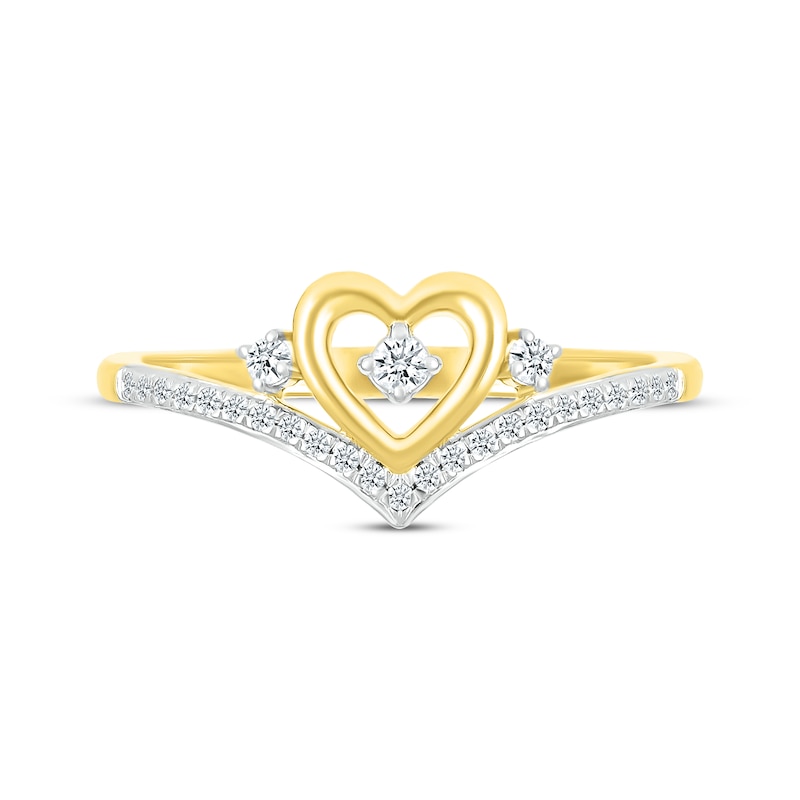 Main Image 4 of Diamond Heart & Chevron Ring 1/8 ct tw 10K Yellow Gold
