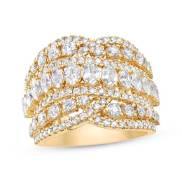 Oval & Round-Cut Multi-Diamond Statement Ring 3 ct tw 14K Yellow Gold