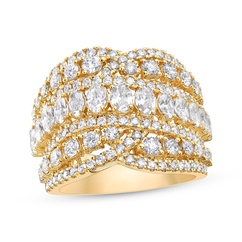 Oval & Round-Cut Multi-Diamond Statement Ring 3 ct tw 14K Yellow Gold