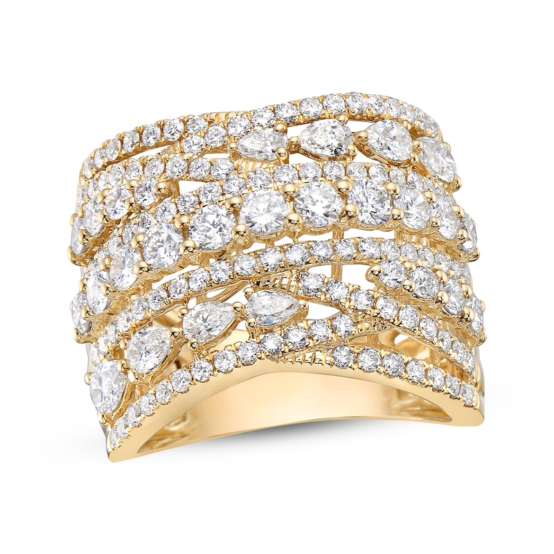 Pear-Shaped & Round-Cut Multi-Diamond Statement Ring 2-1/2 ct tw 14K Yellow Gold