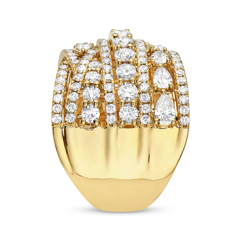 Pear-Shaped & Round-Cut Multi-Diamond Statement Ring 2-1/2 ct tw 14K Yellow Gold