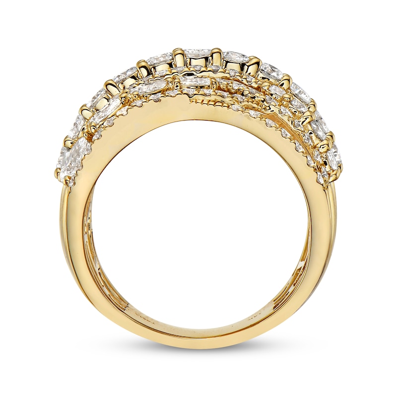 Pear-Shaped & Round-Cut Multi-Diamond Statement Ring 2-1/2 ct tw 14K Yellow Gold