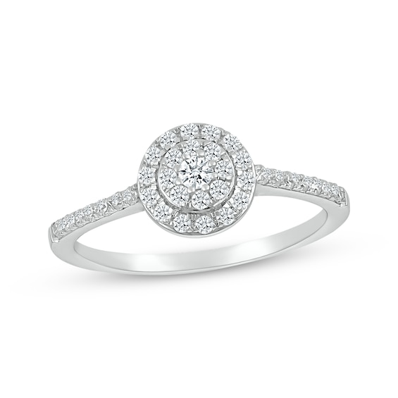 KAY Lab-Grown Diamonds Double Halo Fashion Ring 1/3 ct tw 10K White Gold