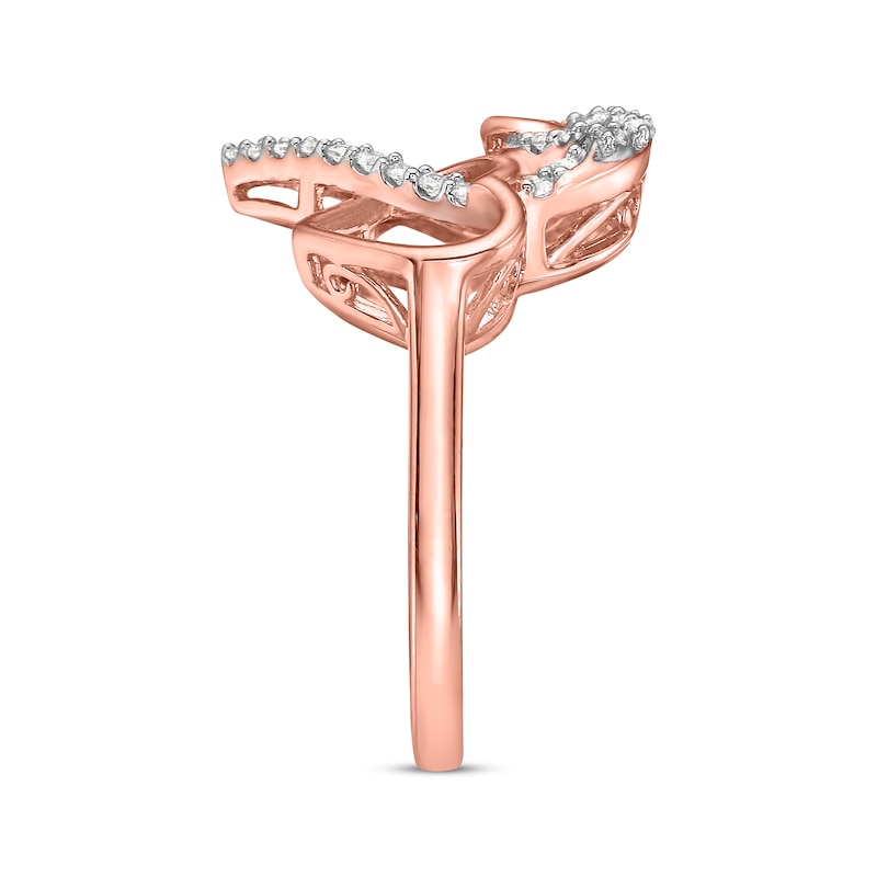 Main Image 2 of Diamond Linked Hearts Ring 1/4 ct tw 10K Rose Gold