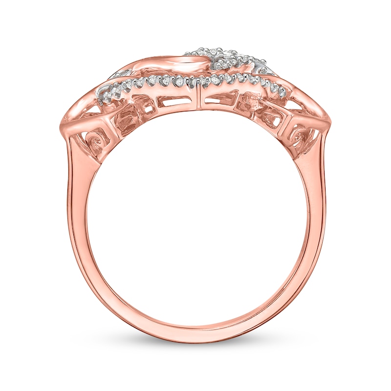 Main Image 3 of Diamond Linked Hearts Ring 1/4 ct tw 10K Rose Gold