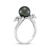 Thumbnail Image 2 of Tahitian Cultured Pearl & Diamond Flower Bypass Ring 1/15 ct tw 10K White Gold