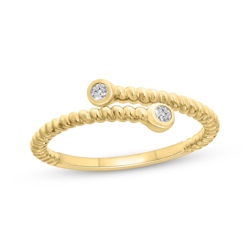 Main Image 1 of Diamond Rope Twist Bypass Deconstructed Ring 1/15 ct tw 10K Yellow Gold