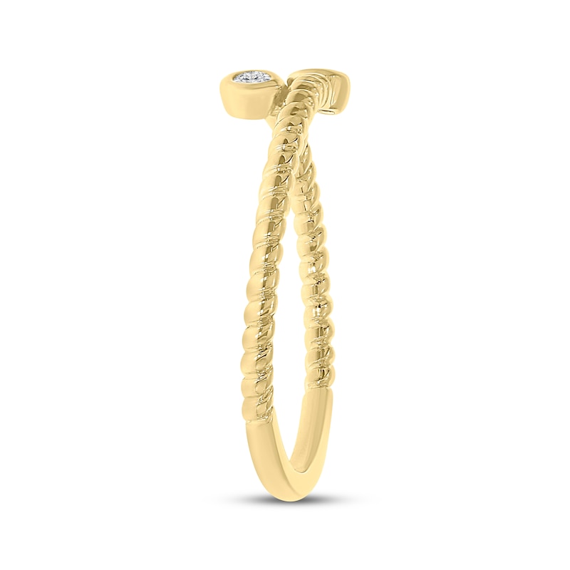 Main Image 2 of Diamond Rope Twist Bypass Deconstructed Ring 1/15 ct tw 10K Yellow Gold