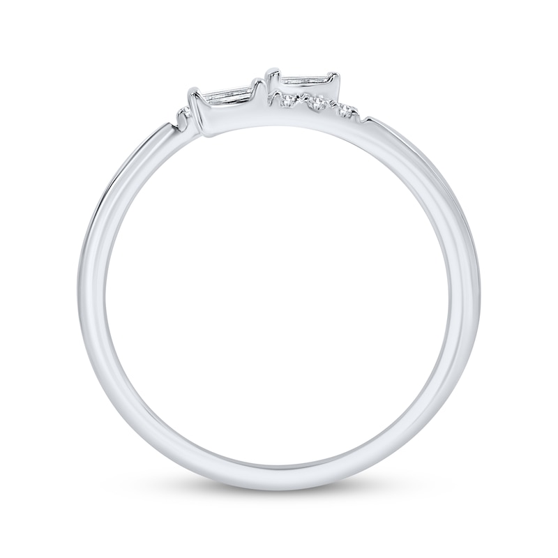 Main Image 3 of Baguette & Round-Cut Diamond Bypass Deconstructed Ring 1/10 ct tw Sterling Silver