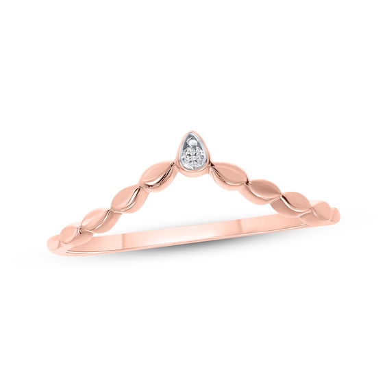 Diamond Accent Chevron Stackable Ring 10K Rose Gold