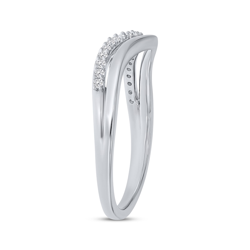 Main Image 2 of Diamond Double-Row Curved Stackable Ring 1/10 ct tw 10K White Gold