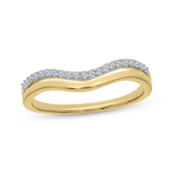 Diamond Double-Row Curved Stackable Ring 1/10 ct tw 10K Yellow Gold