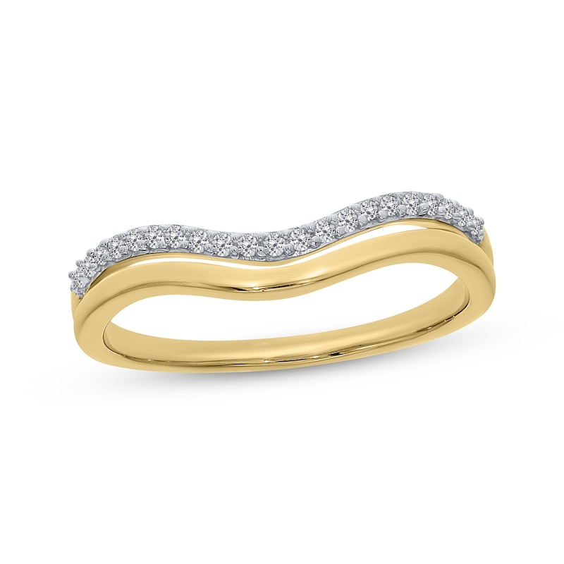 Main Image 1 of Diamond Double-Row Curved Stackable Ring 1/10 ct tw 10K Yellow Gold