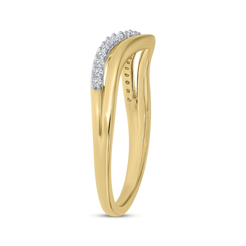 Main Image 2 of Diamond Double-Row Curved Stackable Ring 1/10 ct tw 10K Yellow Gold