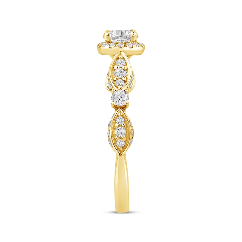 Main Image 2 of Round-Cut Diamond Halo Engagement Ring 1 ct tw 18K Yellow Gold