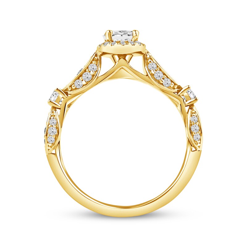 Main Image 3 of Round-Cut Diamond Halo Engagement Ring 1 ct tw 18K Yellow Gold