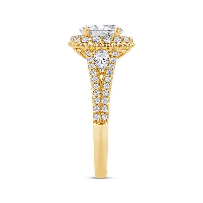 Main Image 2 of Oval-Cut Diamond Halo Engagement Ring 1-1/2 ct tw 14K Yellow Gold