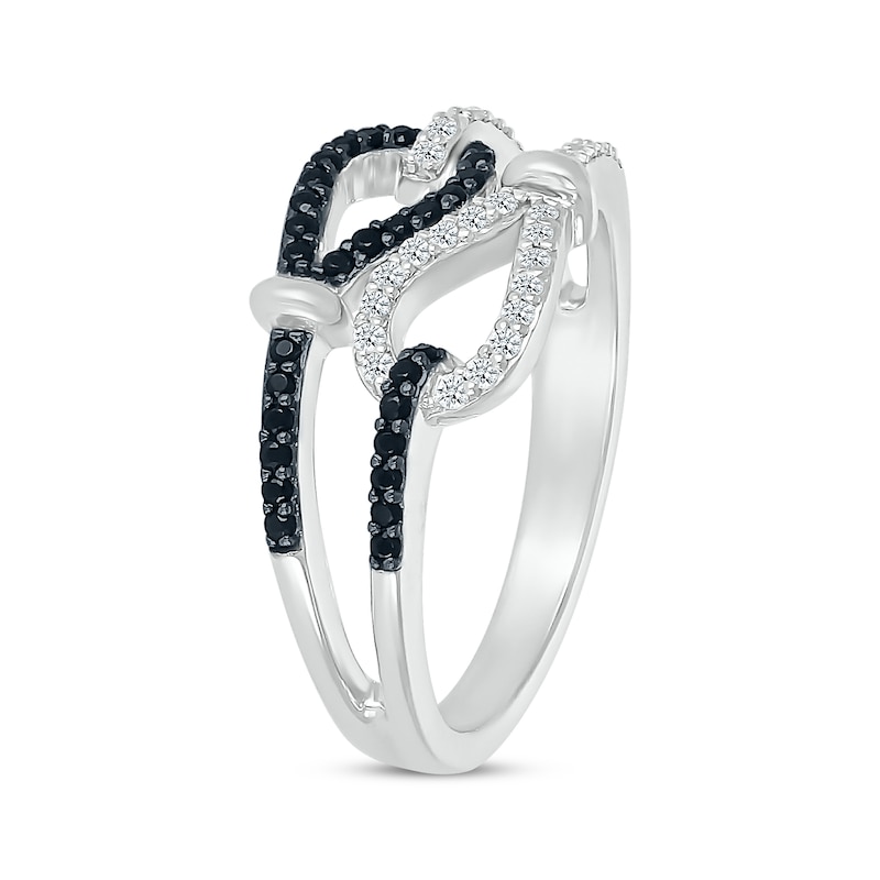 Main Image 2 of Black & White Diamond Loops Faux Stak Ring 1/4 ct tw Sterling Silver