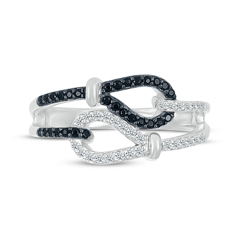 Main Image 4 of Black & White Diamond Loops Faux Stak Ring 1/4 ct tw Sterling Silver
