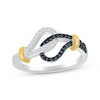 Thumbnail Image 1 of Black & White Diamond Loop Ring 1/4 ct tw Sterling Silver & 10K Yellow Gold