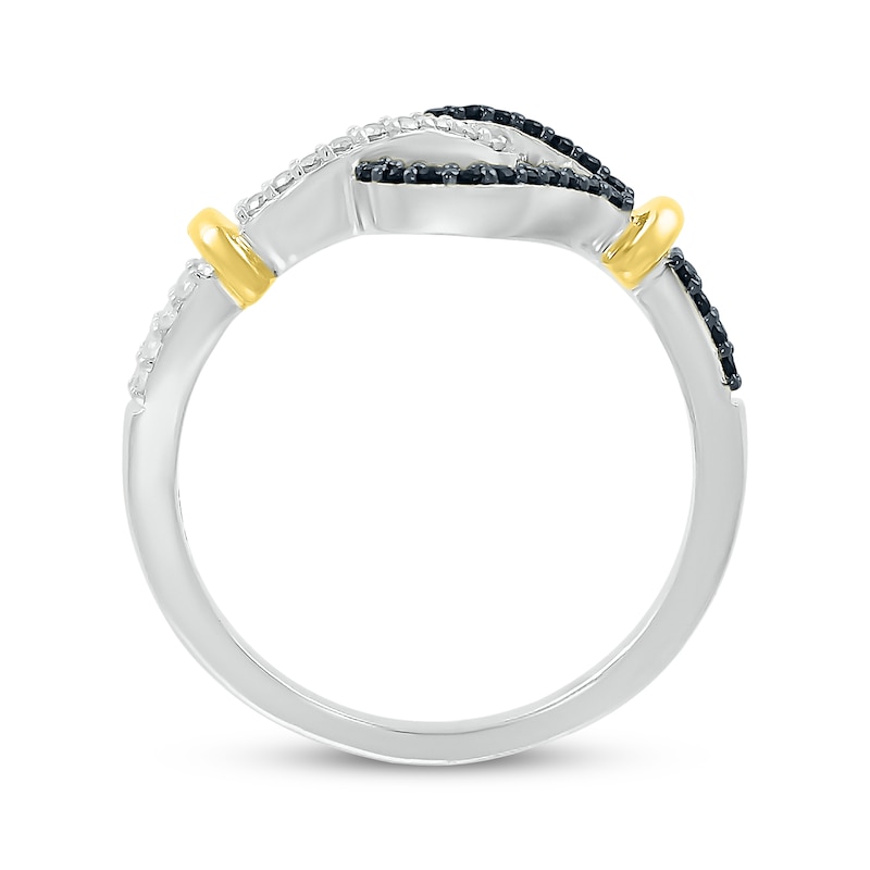Main Image 3 of Black & White Diamond Loop Ring 1/4 ct tw Sterling Silver & 10K Yellow Gold