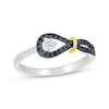 Thumbnail Image 1 of Black & White Diamond Knot & Loop Ring 1/4 ct tw Sterling Silver & 10K Yellow Gold