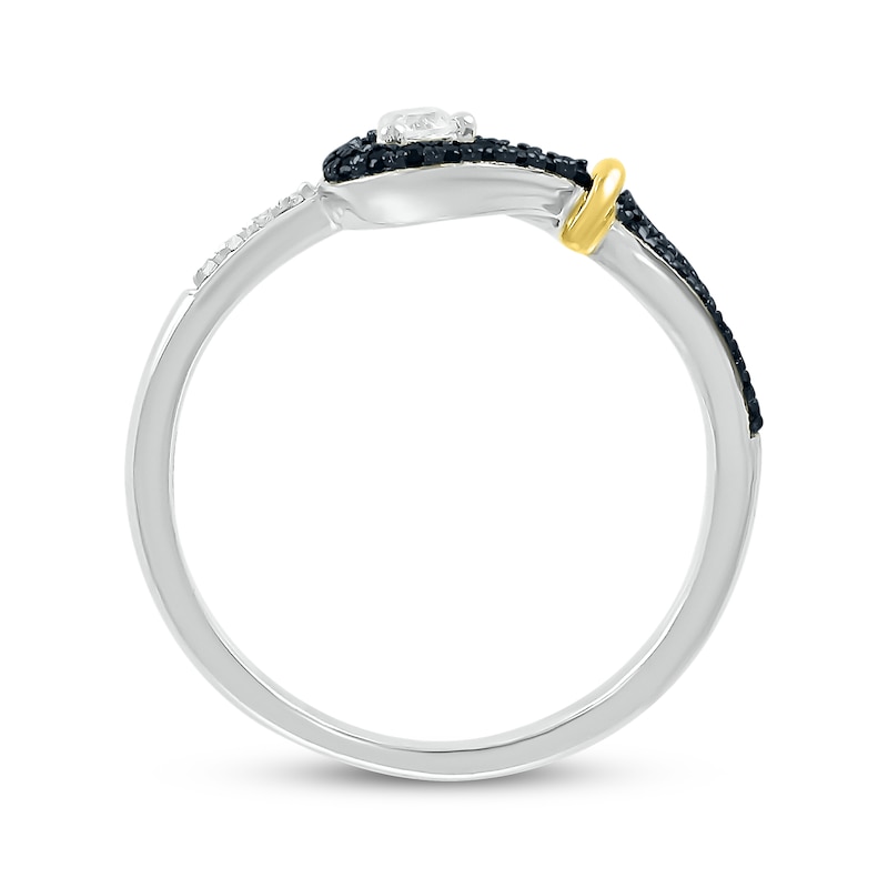 Main Image 3 of Black & White Diamond Knot & Loop Ring 1/4 ct tw Sterling Silver & 10K Yellow Gold