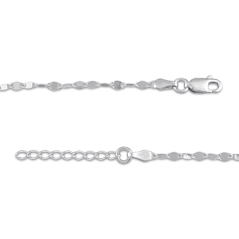 Solid Diamond-Cut Mirror Chain Anklet Sterling Silver 10"