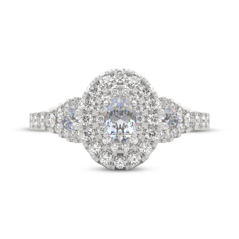 Main Image 3 of THE LEO First Light Diamond Oval-Cut Double Halo Engagement Ring 1 ct tw 14K White Gold