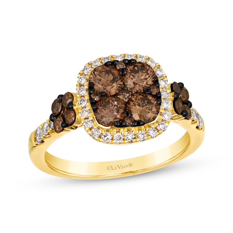 Main Image 1 of Le Vian Vault Diamond Cushion Frame Ring 1-1/2 ct tw 14K Honey Gold Size 7