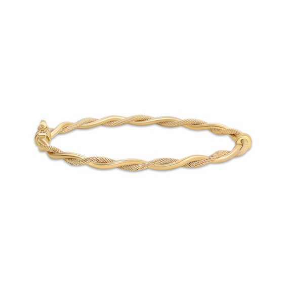 Reaura Twisted Mesh Bangle Bracelet Repurposed 14K Yellow Gold