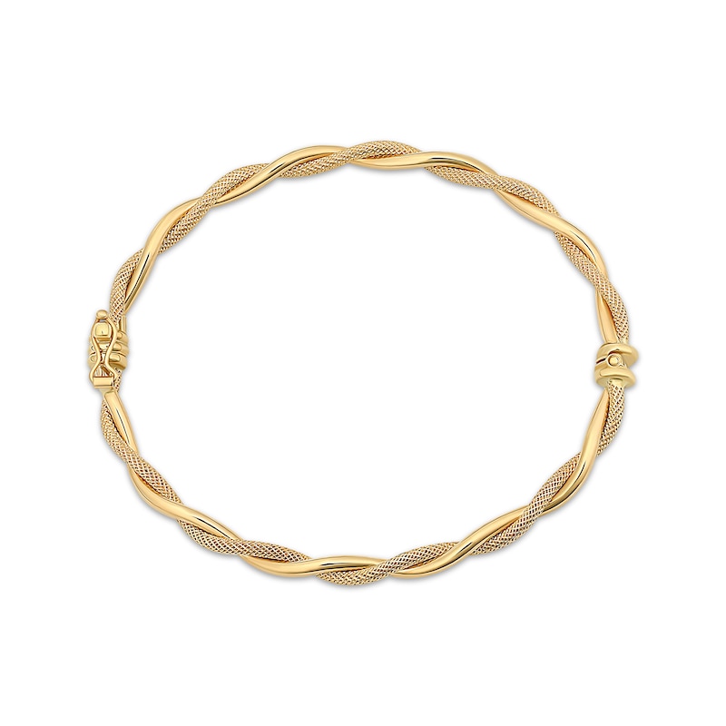 Reaura Twisted Mesh Bangle Bracelet Repurposed 14K Yellow Gold