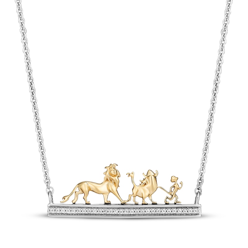Main Image 1 of Disney Treasures The Lion King Diamond Bar Necklace 1/15 ct tw Sterling Silver & 10K Yellow Gold 18&quot;