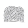 Thumbnail Image 1 of Baguette & Round-Cut Diamond Multi-Row Wave Crossover Ring 3 ct tw 10K White Gold