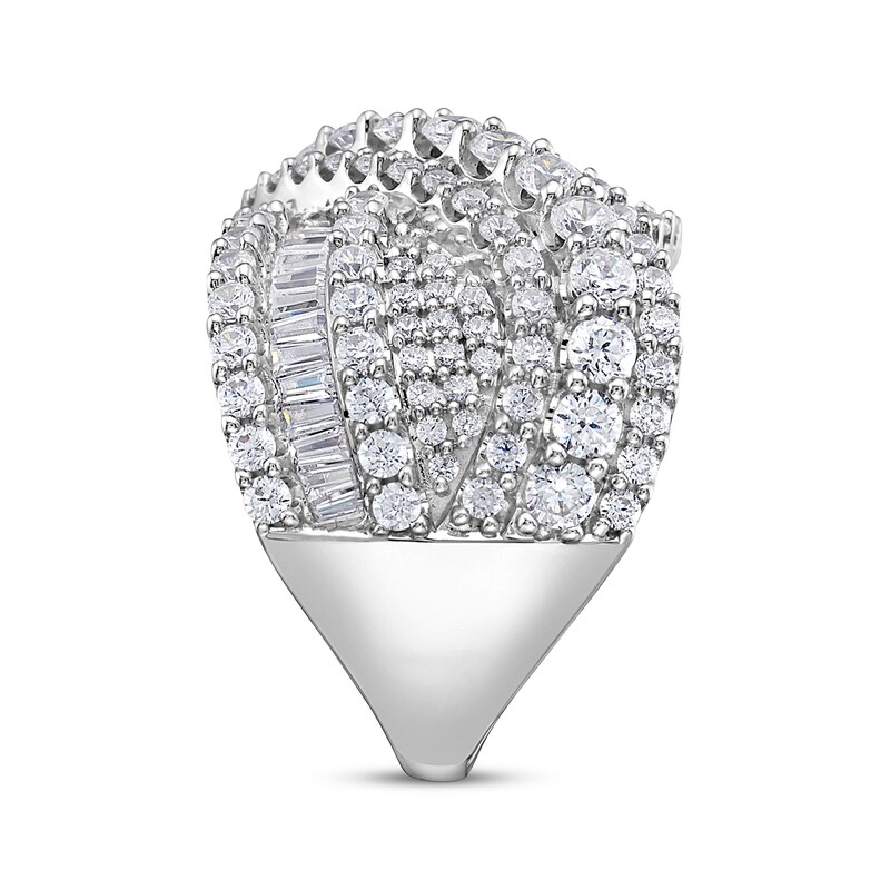 Main Image 2 of Baguette & Round-Cut Diamond Multi-Row Wave Crossover Ring 3 ct tw 10K White Gold