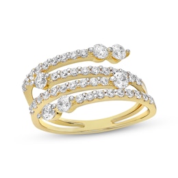 Diamond Faux Stack Four-Row Ring 1 ct tw 10K Yellow Gold