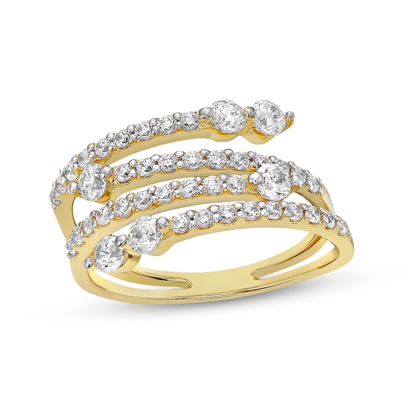 Main Image 1 of Diamond Faux Stack Four-Row Ring 1 ct tw 10K Yellow Gold
