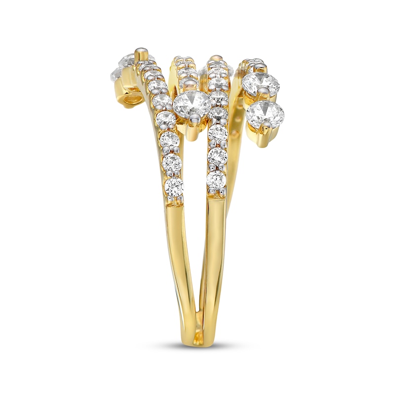 Main Image 2 of Diamond Faux Stack Four-Row Ring 1 ct tw 10K Yellow Gold