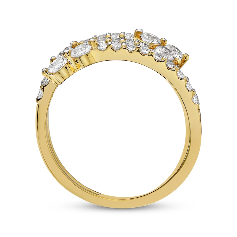 Main Image 3 of Diamond Faux Stack Four-Row Ring 1 ct tw 10K Yellow Gold