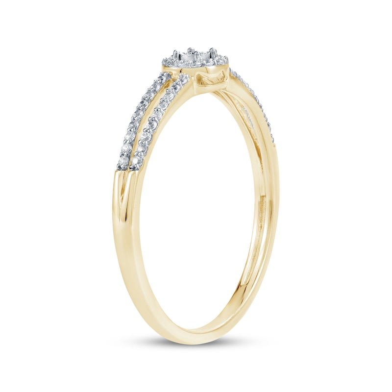 Main Image 2 of Diamond Halo Promise Ring 1/6 ct tw 10K Yellow Gold